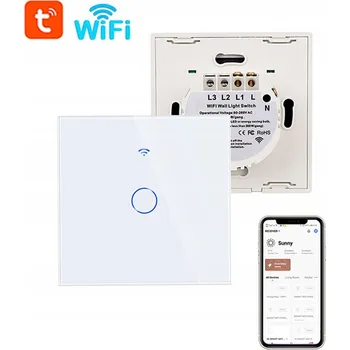 vypínač Dotykový vypínač světla jednoduchý skleněný Wi-Fi