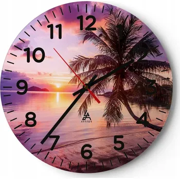 Hodiny Nástěnné hodiny do obýváku 40x40 Krajina Kulatý Skleněné hodiny Loft Tiché