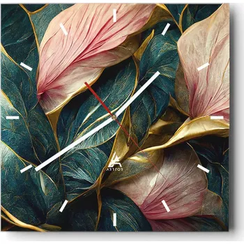 Hodiny Velké nástěnné hodiny 40x40 Art Deco Skleněné hodiny Čtvercové Tiché