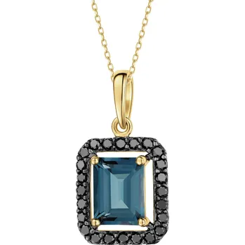 Přívěsek Zlatý přívěsek s černými brilianty a topazem London Blue - ryzost 585 - 229.111