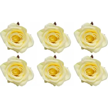 umělá květina 6x UMĚLÁ RŮŽE hlavička květu pro výrobu DEKORACE ŽLUTÁ kompozice dekorace