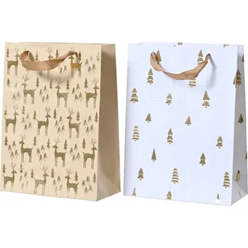 Dárková taška Dárková Taška taška VÁNOCE bílá béžová na dárky 10x26x32cm