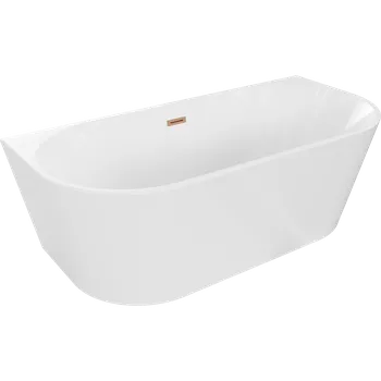 Vana Mexen Oval volně stojící vana u stěny 160 x 80 cm, bílá, přepad kartáčovaný měď - 52671608000-65 Volně stojící vany