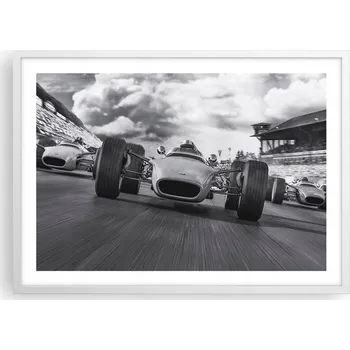 Obraz Plakát v bílém rámu do obýváku ložnice 70x50 Formule 1 moderní obraz