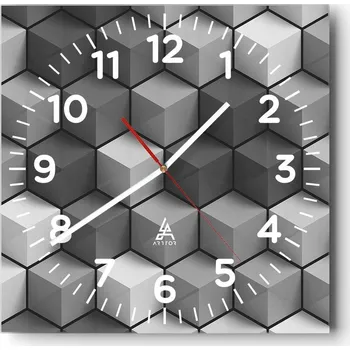 Hodiny Kuchyňské nástěnné hodiny 30x30 3D Skleněné hodiny do obýváku Moderní Tiché