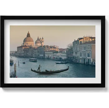 Obraz Obraz s černým rámem a grafikou na zeď Gondola v Benátkách - Itálie 60x40 cm