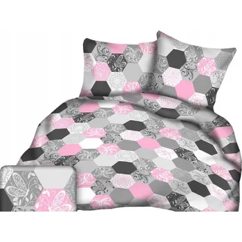 Povlečení Krepové povlečení 140x200 vzor růžovo-šedé šestiúhelníky