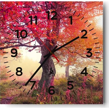 Hodiny Kuchyňské nástěnné hodiny 30x30 Krajina Skleněné hodiny do obýváku Moderní Tiché