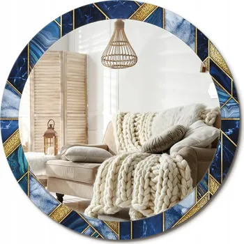 Zrcadlo Dekorativní zrcadlo s ozdobným kulatým rámem Moderní mramor průměr 90 cm