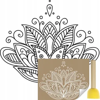 Obraz Šablona na malování na zeď MANDALA KVĚT LOTOSU 45x54 + štětec