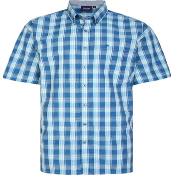 Pánská košile Pánská košile s krátkým rukávem - v nadměrné velikosti 3677 denim/mint