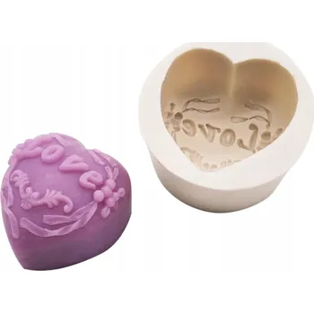 Svíčka Silikonová forma na SVÍČKY VOSKOVÉ MÝDLA ODLEVKŮ PRYSKYŘICE SRDCE S NÁPISEM LOVE