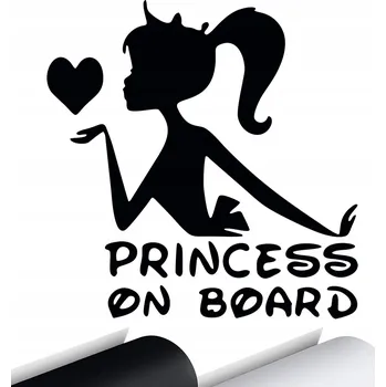 Samolepicí dekorace na vozidlo NÁLEPKA na auto PRINCESS ON BOARD 15x14,5 cm
