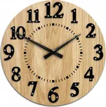 Nástěnné hodiny dřevěné dubové MALIBU 49 CM masivní - tiché