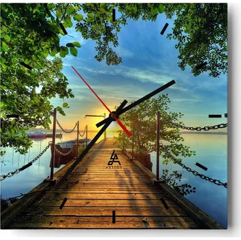 Hodiny Velké nástěnné hodiny 40x40 Krajina Skleněné hodiny Tiché