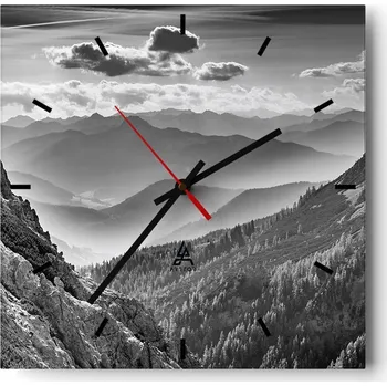 Hodiny Velké nástěnné hodiny 40x40 Krajina Skleněné hodiny Tiché