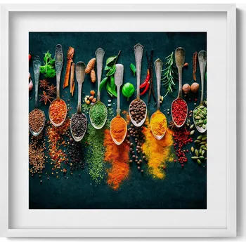 Obraz Dekorativní obraz na zeď do pokoje Lžíce s barevným kořením 50x50 cm