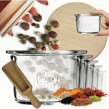 Sklenice Sklenice Weck 80ml zavařeniny , plíseň, dřevěné víčka odolné vůči teplu, 6 Ks odměrek