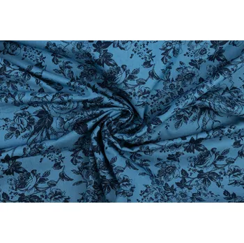 Riflovina praná košilová květy světlejší