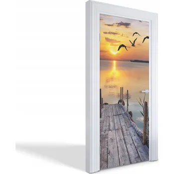 Fototapeta Samolepící nálepka na dveře skříně Západ nad jezerem 85 x 205 cm