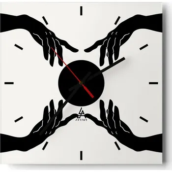 Hodiny Velké nástěnné hodiny 40x40 cm s ručičkami, skleněné, čtvercové, tiché