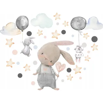 Samolepící dekorace Samolepka na zeď šedí králíčci 100x100 cm