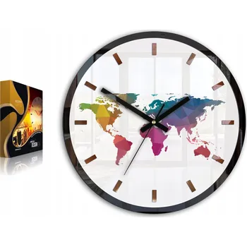 Hodiny NÁSTĚNNÉ HODINY ULTRA TICHÉ MAPA BAREVNÁ