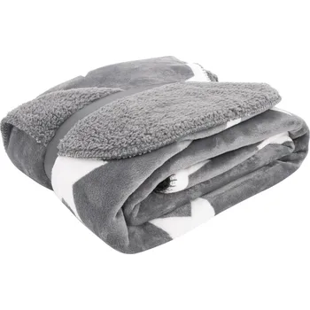 deka Deka flanel a sherpa, 200 × 150 cm, tmavě šedá, hvězdy, 100% polyester 154506 A