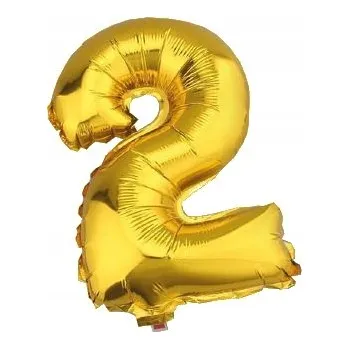 Balónek FÓLIOVÝ BALÓNEK ZLATÁ ČÍSLICE 2, 100 CM, NAROZENINY, OSLAVY