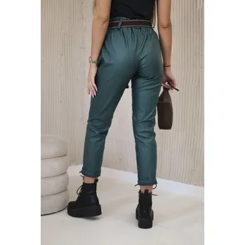 Dámské zelené voskované kalhoty s páskem K-Fashion, UNI i519_30599-U