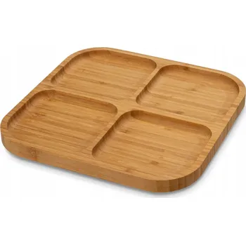 BAMBUSOVÝ TALÍŘ MISKA NA SVAČINU SÝRY jídlo 25 cm podnos dřevo