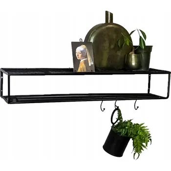 police ZÁVĚSNÁ POLICE NA ZEĎ KOVOVÁ LOFT 80CM INDUSTRIALNÍ ČERNÁ