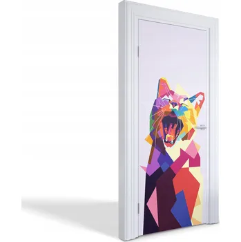 Fototapeta Samolepka na dveře do obýváku, kuchyně, ložnice - Barevná řvoucí kočka 85x205 cm