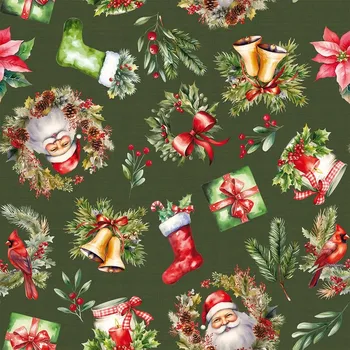 VÁNOČNÍ MIX Dekorační látka NINA VODĚODOLNÁ 160 cm barva 002 zelená