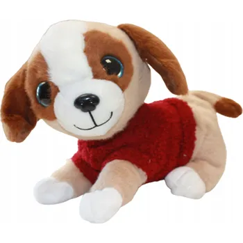 plyšák PES PLYŠOVÁ HRAČKA BROKÁTOVÉ OČI 28CM SVETR E1326 EMAJ