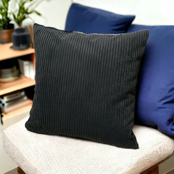 Povlak na dekorativní polštářek Antracitový dekorativní povlak na polštář s proužky 45x45