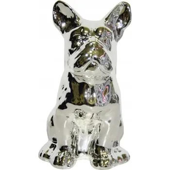 Pokladnička POKLADNIČKA PES BULDOK STŘÍBRNÝ 17X10X10,5 CM