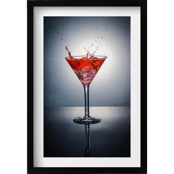 Obraz Nástěnný dekorativní foto obraz v černém rámu Sklenice martini 40x60 cm