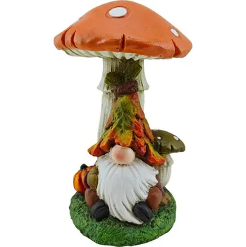 Dekorace Nature, Trpaslík pod houbou, polyresin, 11x12x16,5 cm