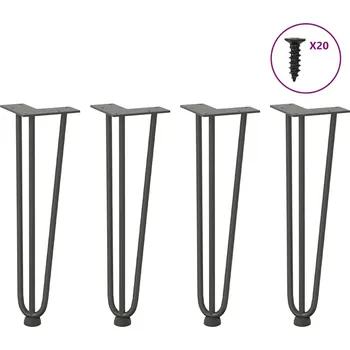 Konferenční stolek vidaXL Nohy na konferenční stolek ve tvaru vlásenky 4 ks, ocel, 42 cm, masivní ocel [4012440] Barva: antracitová