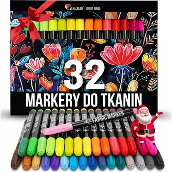 Zenacolor sada 32 fixů na textil a oblečení fixy fixy na textil XXX