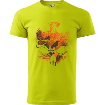 Pánské oblečení DOBRÝ TRIKO Pánské tričko s potiskem Lebka a ptáci Velikost: S, Barva: Limetková