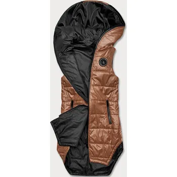 Dámská vesta Dámská vesta v karamelové barvě s geometrickou spodní částí J89450 SWEST, odstíny hnědé S (36) i392_21533-46