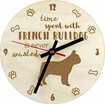 Hodiny Francouzský buldoček - hodiny se psem, dřevěné hodiny, nástěnné hodiny pro milovníky psů