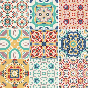 Samolepící dekorace Samolepka na obklady do kuchyně a koupelny – tradiční portugalská mozaika 10x10 cm