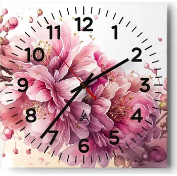 Hodiny Nástěnné hodiny do obýváku 40x40 Kvetoucí Tiché Skleněné hodiny