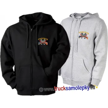 Dámská mikina Truck mikina TRUCKER CZECH REP. s kapucí, dlouhým zipem a výšivkou (Materiál: 320 g/m2, 80% česaná bavlna, 20% polyester)