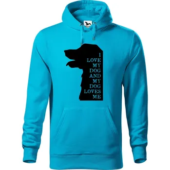 Pánská mikina DOBRÝ TRIKO Pánská mikina s potiskem I love my dog Velikost pánské mikiny: 2XL, Barva: Tyrkysová