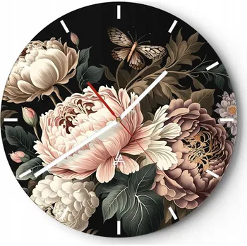 Hodiny Nástěnné hodiny do kuchyně 30x30 Botanika Skleněné hodiny do obýváku Loft Tiché