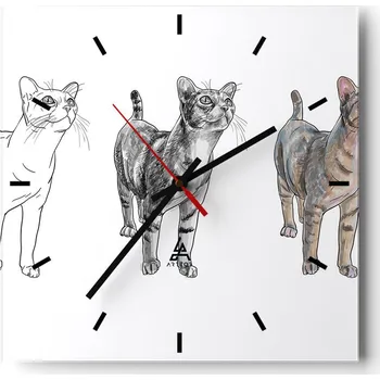 Hodiny Velké nástěnné hodiny 40x40 cm Zvířata Skleněné tiché hodiny